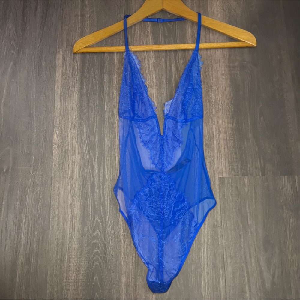 Victoria’s Secret Royal Blue Mesh Lace Bodysuit Size M